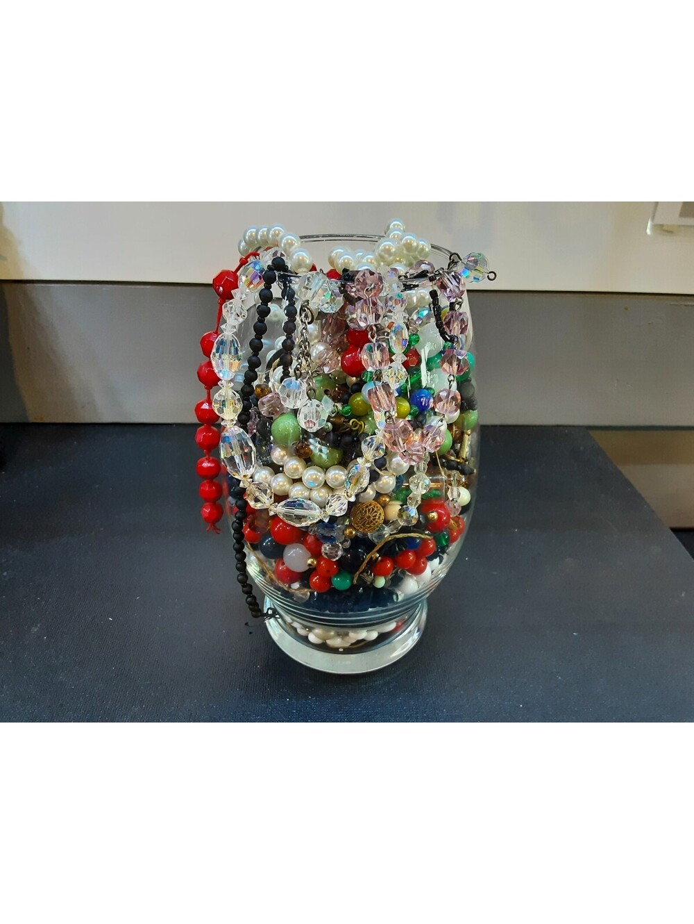 Glass Jar Full 3 Pounds Of Loose Vintage Beads